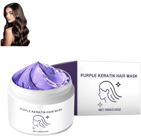 Lila Keratin Haarmaske, Intensive lila Haarmaske, spendet Feuchtigkeit, glättet und pflegt trockenes, strapaziertes Haar tiefenwirksam