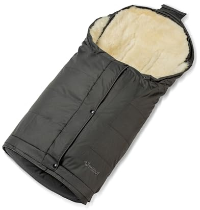 Fellhof Lammfell Fußsack Kitzbühel | Kinderwagen Universalmodell | verstellbar ca 40/45 x 86/106 cm | Merino Lammfell innen Wind- und wasserabweisend außen | 3- und 5-Punkt-Gurte