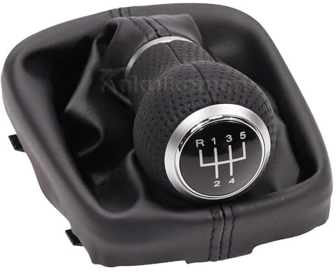 Kakulkomen Pomo de palanca de cambios manual de cuero de 6 o 5 velocidades con funda para Audi A3 S3 8P 2003-2013 (5 velocidades línea negra)