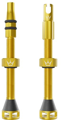Peaty's Holeshot Fast Flow Tubeless Ventil - Hochdurchfluss-Design mit Anti-Verstopfungsfunktion für Dichtmittel, Schnelle Reifenmontage, 7075-Aluminium, MTB-kompatible Fahrrad Ventile, 60mm Gold