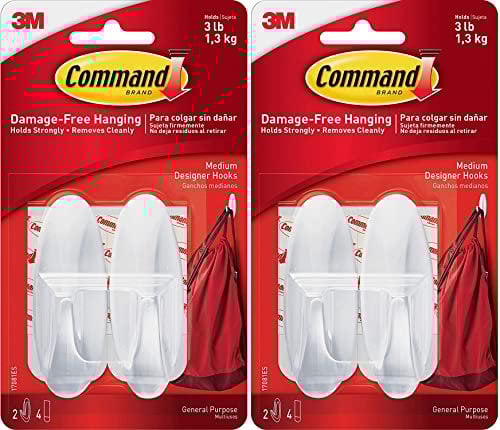 Command Designer Hooks BP1PTF, Medium, White, 4-Hooks