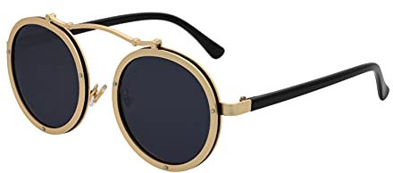J&L Glasses Retro Klassisches Sonnenbrillen Brille mit Fensterglas Damen Herren Brillenfassung UV-Schutz, Sonnenbrillen Unisex Modische Fahrer für Golf, Autofahren, Outdoor Sport, (Golden Black)