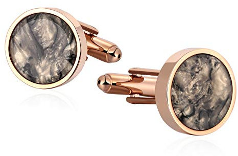 Daesar 2 PCS/1 Paar Rosegold Manschettenknöpfe Hemd Rund Zirkonia Herren Hochzeit Manschettenknöpfe Edelstahl