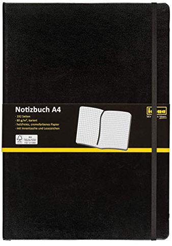 Idena 209280 Notizbuch FSC-Mix, A4, kariert, Papier cremefarben (10)