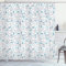 ABAKUHAUS Wale Duschvorhang, Haie kleine Fische Submarines, Stoffliches Gewebe Badezimmerdekorationsset mit Haken, 175 x 220 cm, Indigo Weiß Sea Blue