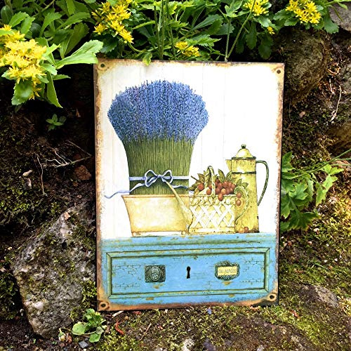 Antikas - Retro - Bild wie Emaille, Küche Dekoration, Nostalgie Wanddekoration, Lavendel