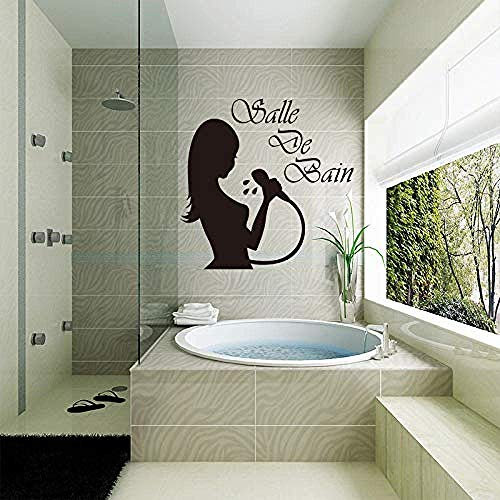 Stickers Muraux Français Salle De Bains Vinyle Stickers Muraux Muraux Stickers Muraux Décoration De La Maison Mur Art Papier Peint Salle De Bains Douche Porte Décoration 55X63 Cm