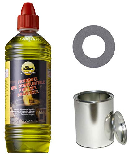 Moritz Starter Set 1 x 1000 ml Brenngel + 6X Blechdose 250 ml mit Deckel + 6X Sparplatte für Brenner Kamin Ofen Sicherheitsbrenner Brennpaste