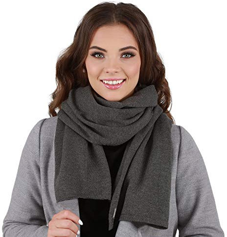 VIVISENCE Damen Winter Schal Aus Modischer Gemütlich Wärmendem Garn Mit Dekorativer Bindung Für Kalte Wintertage Frauen Elegante Und Sportliche Outfits Winter Herbst Modell, Anthrazit,Einheitsgröße