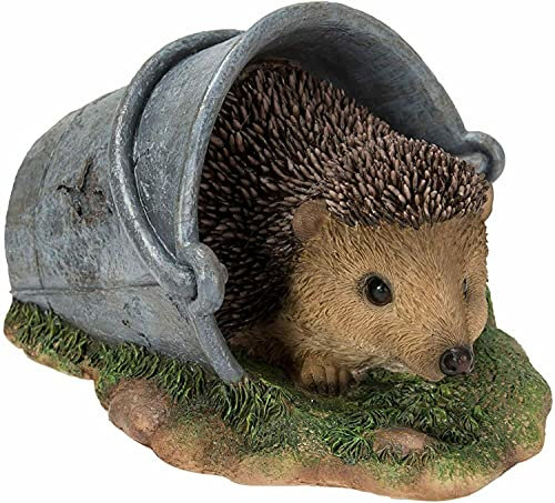 Real Life Igel im rostigen Eimer | Kunstharz Haus oder Garten Dekoration | XRL-HH11-D