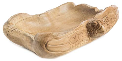 Windalf Lucky Holz Schale SCHILDI 30 cm Schildkröte Handarbeit aus Wurzelholz