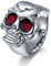JewelryWe Herren Ringuhr Fingeruhr Analog Quarz Uhr Elastisch Totenkopf Schädel Ring Band Edelstahl Uhr Uhrenring