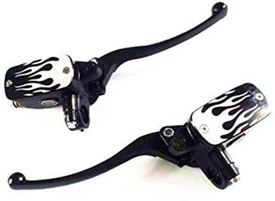 Motorcycle Silver Frame 7/8 22mm Handlebar Control Reservoir Brake Hydraulic Clutch Lever for Honda Kawasaki Suzuki Yamaha Street Bike Cruiser Chopper Custom