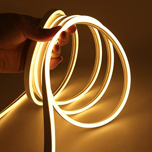 XUNATA Luz de Neón Regulable, Tira de LED Flexible con Interruptor de Atenuación Táctil, Lemas de Bricolaje, Símbolo de Anuncios Comerciales, iluminación de Terrazas (Blanco Cálido, 5m)