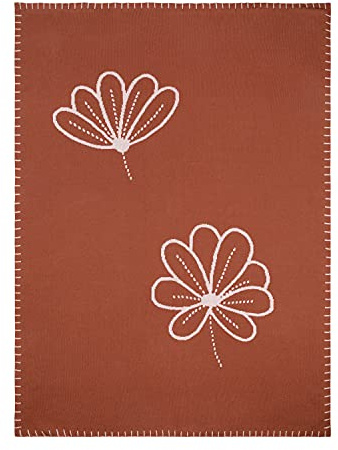 Nattou Strickdecke aus 100% Baumwolle (Strick), Zum Wenden, 100 x 75 cm, Susie und Bonnie, Rosa/Braun