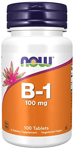 Now Foods, B-1, per dossagio 100 mg, 100 Compresse vegane, Testato in Laboratorio, Vitamina B1, Tiamina, Senza Glutine, Senza Soia, Vegetariano, Vitamine B