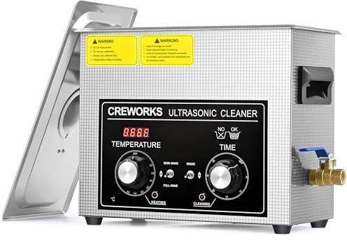 CREWORKS 6L Nettoyeur à Ultrasons Professionnel丨Puissance 180W丨Chauffage 300W丨Minuterie 1-30min丨Mode Dégazage et Mode Doux, Bac à Ultrasons Commercial Machine de Nettoyage Ultrasonique