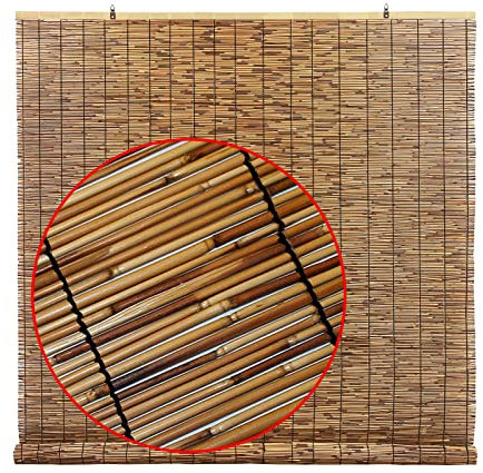 Qisade Bamboo Window roman Shades Blinds,outdoor lifting Natural Wood Roller Shades, Light Filtering Roll Up Sun Shades curtain windows shutter for Patio, Doors, French Door, Porch