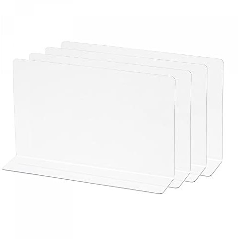 sourcing map L Type Shelf Dividers, PVC Clear Closet Shelf Separator Organizer Clapboard for Kitchen Cabinet Bookcase Office Supermarket 20 x 4 x 12cm Pack of 4