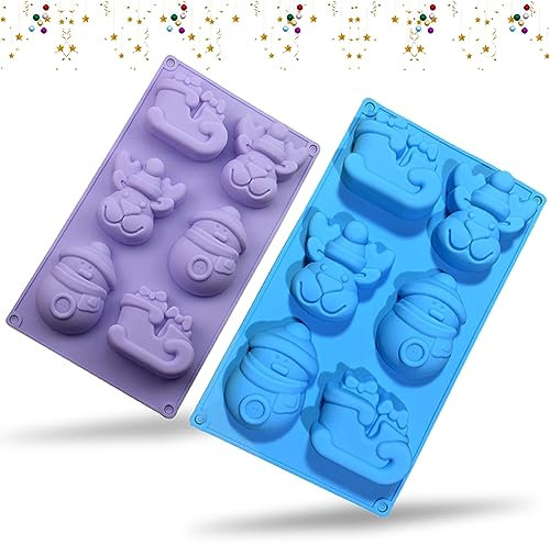 HONGECB 2 Pack Weihnachten Silikonform,Silikon Backform Weihnachten, Weihnachten Seifenform, Weihnachtsbaum Weihnachtsmann Form, Weihnachten Thema backform, Muffinform für Kuchen,Schokolade.