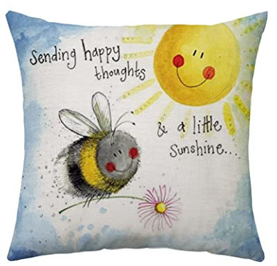 Aconesong Bee Happy Gift Sending Happy Thoughts & A Little Sunshine Cushion Covers for Women Best Friends Birthday Mothers Day
