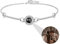 Liskanap 925 Sterling Silber Personalisierte Foto Armband mit Bild Projektion Armband im Stein Ich liebe dich Armband 100 Sprachen für Damen Herz Denkmal der Liebe Schmuckgeschenk (Silber-Runden 1)