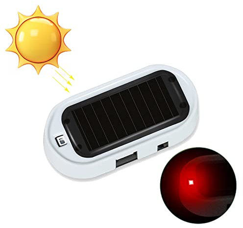 Car Alarm LED Light, Solar Security Warning Dummy System, Anti-theft Flash Blinking Lamp, Solar Power Simulated Warning Light, Anti-theft Warning Light, Anti-theft Caution (Red)