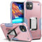 HOOMIL Armor Case for iPhone 11 6.1-Inch, Heavy Duty Shockproof Protective Phone Cover with Stand, Rose Gold