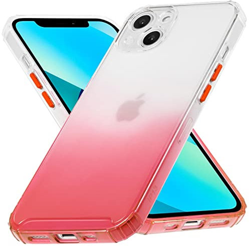 Verco Farbwechsel Hülle für Apple iPhone 13 Mini, Schutzhülle Handy Cover Transparent mit Farbverlauf und Kameraschutz Slim Case, Rot