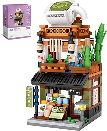YILETKC Modular Haus Bausteine Modell, 379 Teilen Japanische Street View Architektur Baustein Modell, Architektur Bausatz Custom Bauspiel Geschenk für Kinder und Erwachsene
