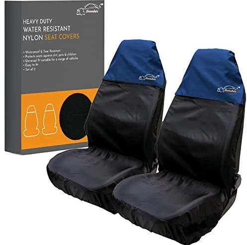 Xtremeauto Car Seat Covers Front Pair - Coloured Top Car Seat Cover Set, Heavy Duty Universal Fitting Set Of 2 Car Seat Protectors, Water Resistant Easy Clean Seat Covers For Car (Blue)
