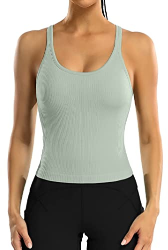 ATTRACO Women's Gym Tops with Built in Bras Sport Vest Yoga Tank Tops
