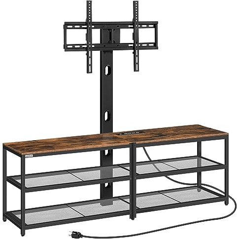 MAHANCRIS 59 TV Stand with Mount and 4 Power Outlets, Entertainment Center Media Console, Swivel TV Stand Mount up to 75 inch TVs, Height Adjustable, Metal Frame for Living Room, Bedroom TVHR35E01V