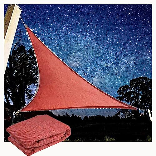 AdeptT Sonnensegel-Überdachung mit LED-Lichterkette, super langlebiges, Robustes Sonnensegel, 95% UV-Blockierung, für Garten, Außenterrasse, rot,5 * 5 * 5m