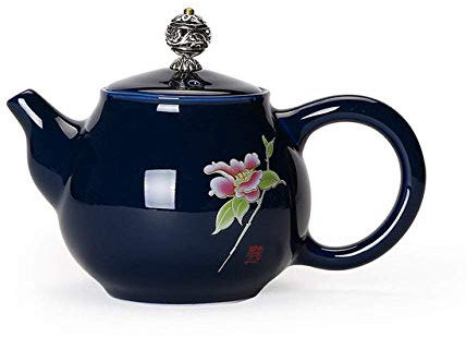 FFOCCO Moka Pot,Blue Glaze Teapot Kung Fu Tea Set Handmade Ceramics Kettle Coarse Pottery Pu'er Coffee Pot Creative Home Decor 230ml,A3 Present