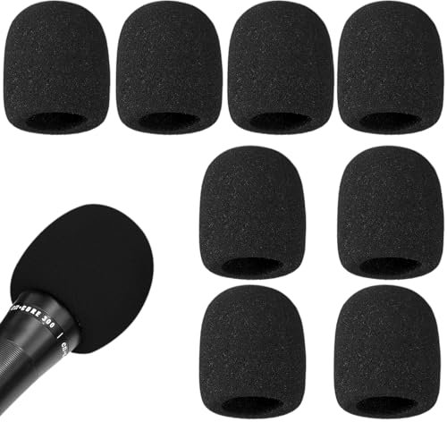 VEGCOO 8 Pezzi Spugna Microfono, Antivento Microfono Riutilizzabile, Copertura Microfono in Spugna per Microfoni Portatili, KTV e Performance Palco