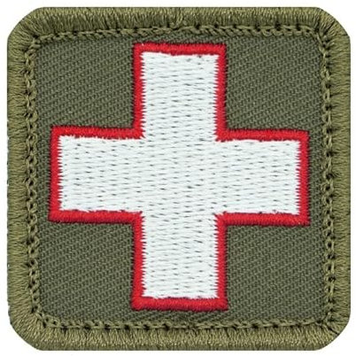 Café Viereck ® Bundeswehr Sanitäter Medic Kreuz Patch Gestickt mit Klett - 4 cm x 4 cm (oliv/weiß 4 x 4 cm)