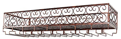 ANSNOW Supports À Vin Muraux en Métal, Étagères À Vin Flottantes, Porte-Bouteille de Vin en Fer Métallique, Support pour Verres À Vin, Gobelets, Supports pour Verres À Pied/Brocé/60X25Cm(24X10 Pouce
