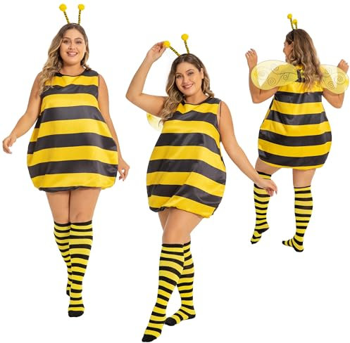 cuteDIY Bienenkostüm Erwachsene Kostüm Biene Bienen Damen Faschingskostüme Karneval