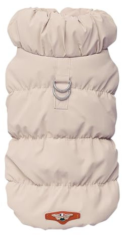 MOTTDAM Hunde-Wintermantel, warmer Hundemantel, Fleece, Winterweste, wasserdicht, winddicht, mit D-Ring, gemütliche Fleece-gefütterte Kleidung für kleine, mittelgroße und große Hunde (Beige, Größe L)