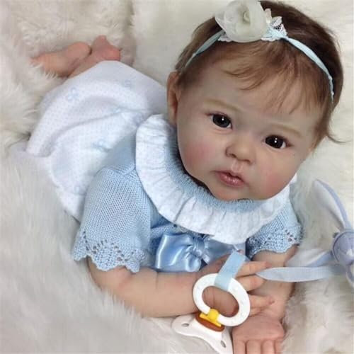Scnbom Reborn Babys lebensechte babypuppen Madchen 20zoll 50cm wie echtes Puppen silikon Toddler (Light Blue)
