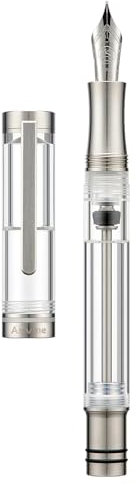 Asvine V200 Titan-Füllfederhalter, Vakuumfüllung, Bock breite Spitze, transparent Acryl Füller, glattes Schreiben, Stifteetui-Set