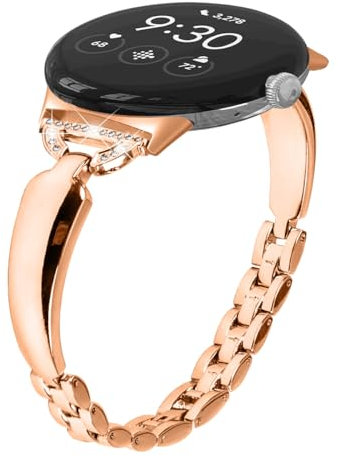 Miimall Armband Kompatibel mit Google Pixel Watch 3 41mm/Pixel Watch 1/2 Armband, Damen Armbänder Legierungsmetall Uhrenarmband Metall Ersatzband für Google Pixel Watch 1/2/3 41mm-Roségold