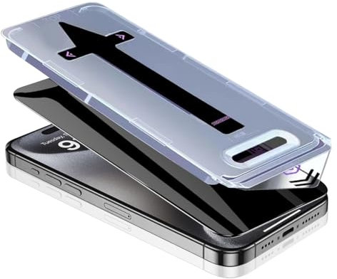 Phlleyaa Sichtschutz Schutzfolie für iPhone 15 Pro Displayschutz 6,1 Zoll [Auto Dust-Elimination],9H Härte,Bläschenfrei für iPhone 15 Pro Panzer Schutz Glas [1 Stück]