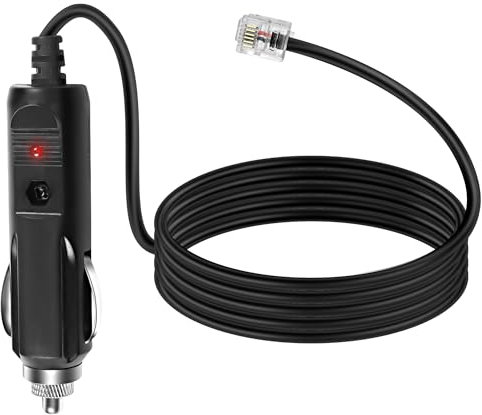 MEIRIYFA Radar Detector Power Cord, 12V Car Cigarette Lighter to RJ11 Power Adapter Cable, Radar Straight Power Cord with RJ11 Telephone Type Connector for Cars (2M/6.56FT)