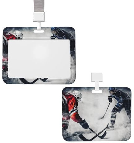 Eishockey-Kunst-Ausweishalter, einziehbarer Clip, wasserdichter Kunststoff-Kartenhalter mit Umhängeband, vertikaler Kartenschutz, Arbeitsabzeichen-Hülle, Namensschild, Spule, Namensschild für Arbeit,
