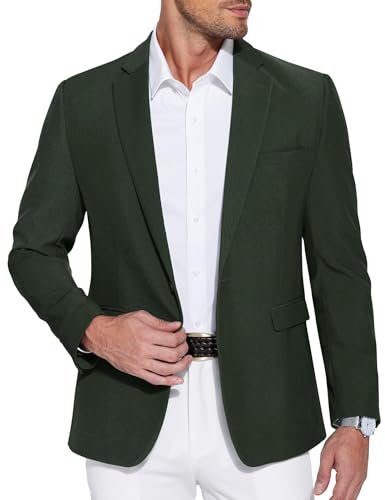 COOFANDY Giacche da Uomo Giacca Sportiva per Il Tempo Libero Blazer da Lavoro da Uomo Giacca Giacche da Completo Sportivo con Risvolti Classici Abito Elegante Matrimonio Verde Scuro M