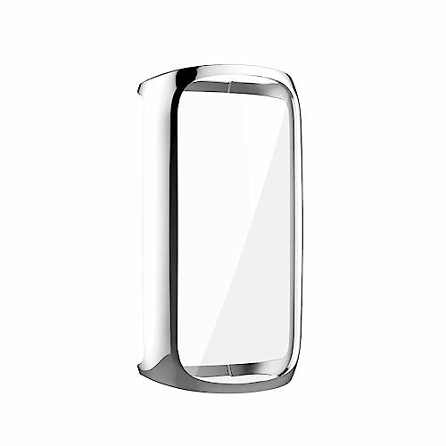 Hülle mit Displayschutz Kompatibel mit Fitbit Luxe, HD Stoßfestes Weiche TPU Cover Vollschutz Display Schutzhülle für Fitbit Luxe Schutz Case (Silber)