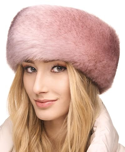 Futrzane Siberian Bandeau - Bandeau de Tete Fourrure Femme - Cache Oreille Hiver - Taille M (Rose Siberian)