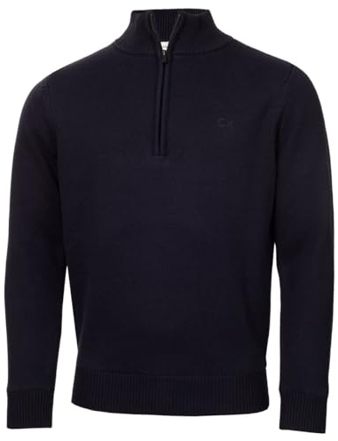 Calvin Klein Mens Lined Chunky Half Zip Sweater - Navy/Navy - M